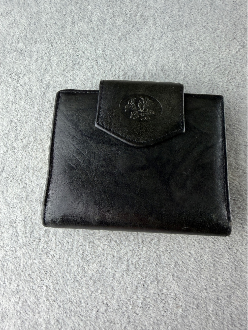Buxton Black Bifold Wallet Womens Kiss Lock Coin Purse Gold Tone Vintage